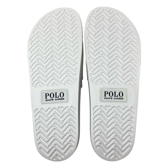 Polo Ralph‎ Lauren Slides Mens 12 White Polo Bear Sandals Preppy Summer Pool main image 10